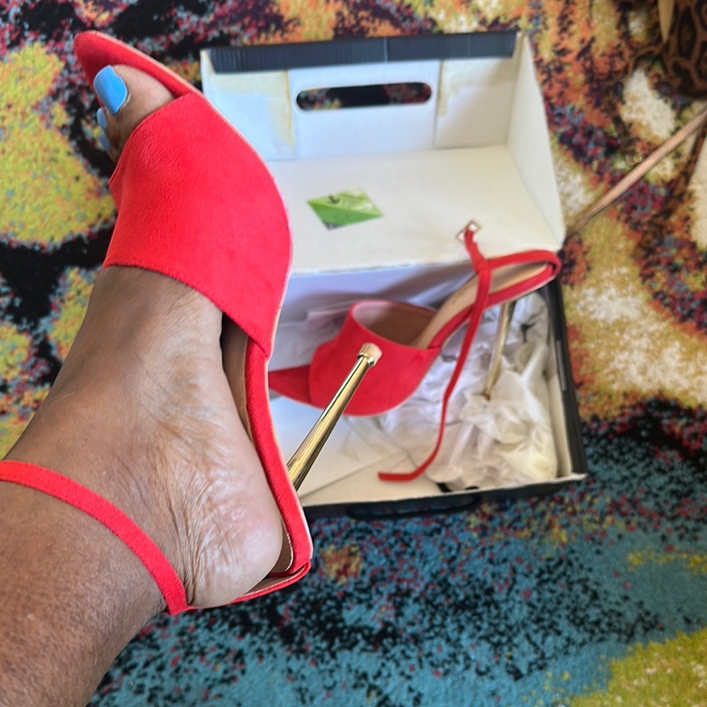 Red Stiletto Heels with Minimalist Design